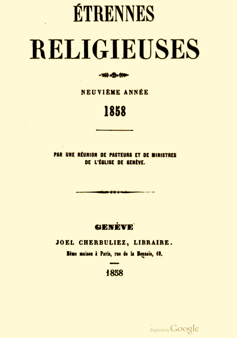 Etrennes religieuse 1858